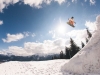 One of our snowboard instructors in Zakopane, Gaz, leaping high above the town